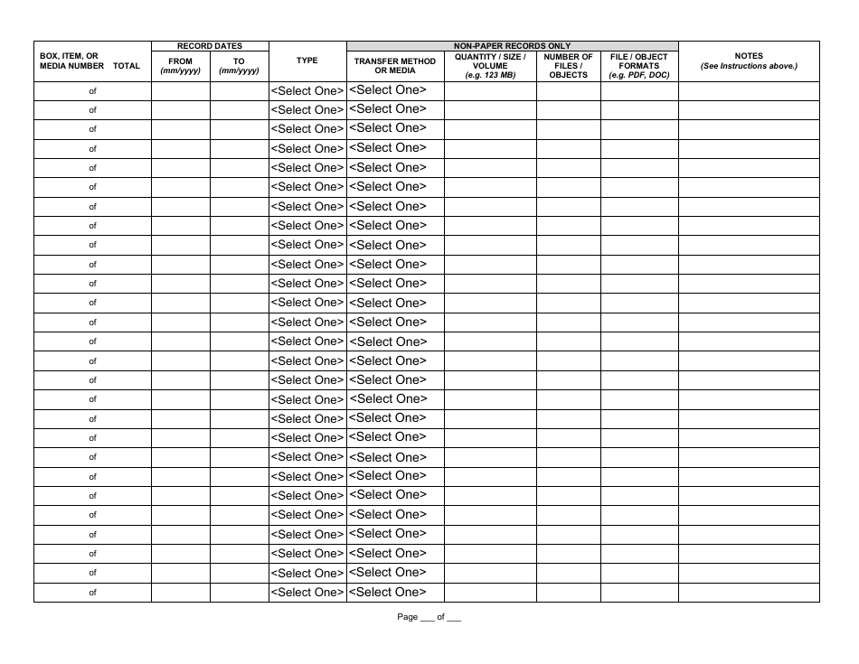 State Form 48883 State Archives Record Transmittal and Receipt - Indiana, Page 2
