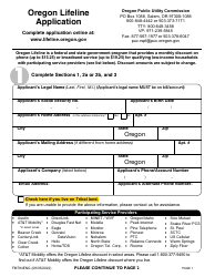 Form FM784ENG Oregon Lifeline Application - Oregon