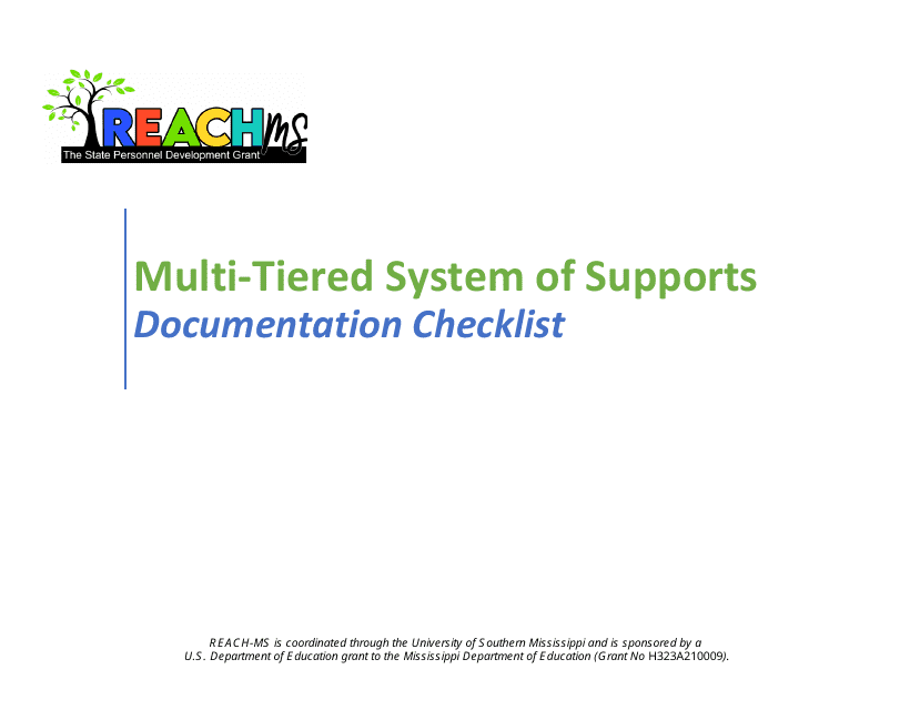 Multi-Tiered System of Supports Documentation Checklist - Reach-Ms - Mississippi Download Pdf
