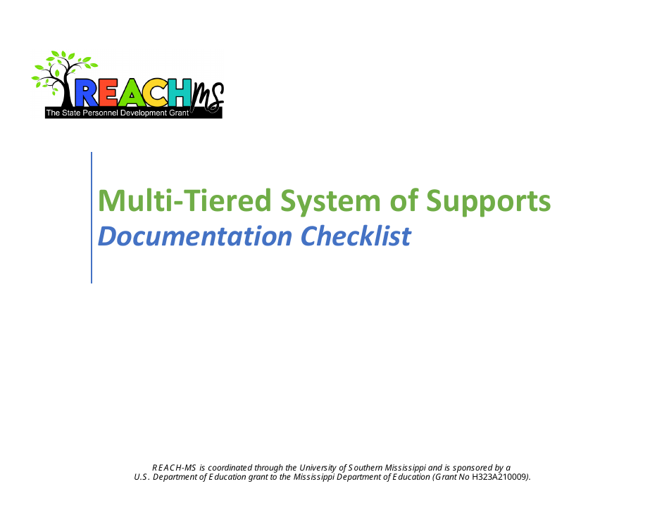 Multi-Tiered System of Supports Documentation Checklist - Reach-Ms - Mississippi, Page 1