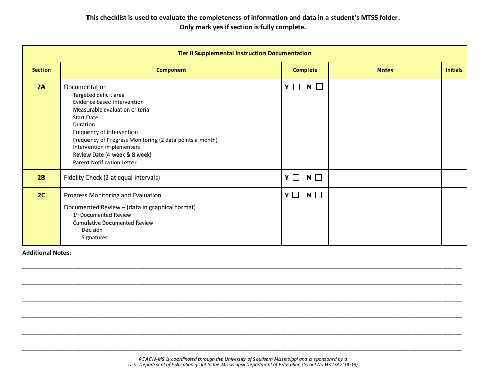 Multi-Tiered System of Supports Documentation Checklist - Reach-Ms - Mississippi, Page 5