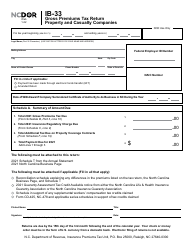 Form IB-33 Gross Premiums Tax Return - Property and Casualty Companies - North Carolina, Page 2