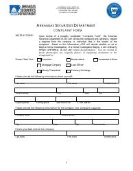 Complaint Form - Arkansas