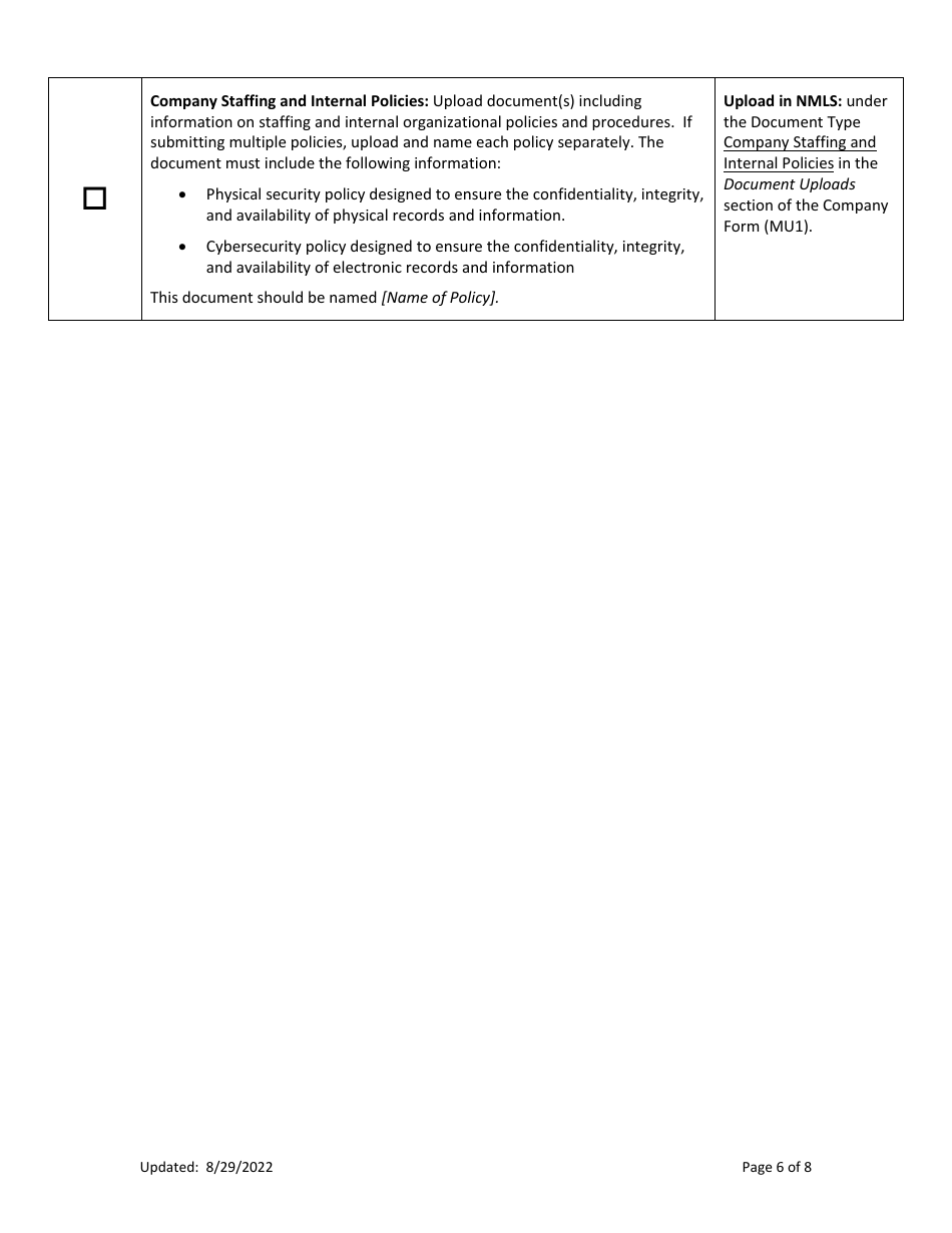 Ar Mortgage Broker License New Application Checklist (Company) - Arkansas, Page 6