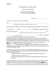 Document preview: Form U-SB Uniform Surety Bond Form - Arkansas
