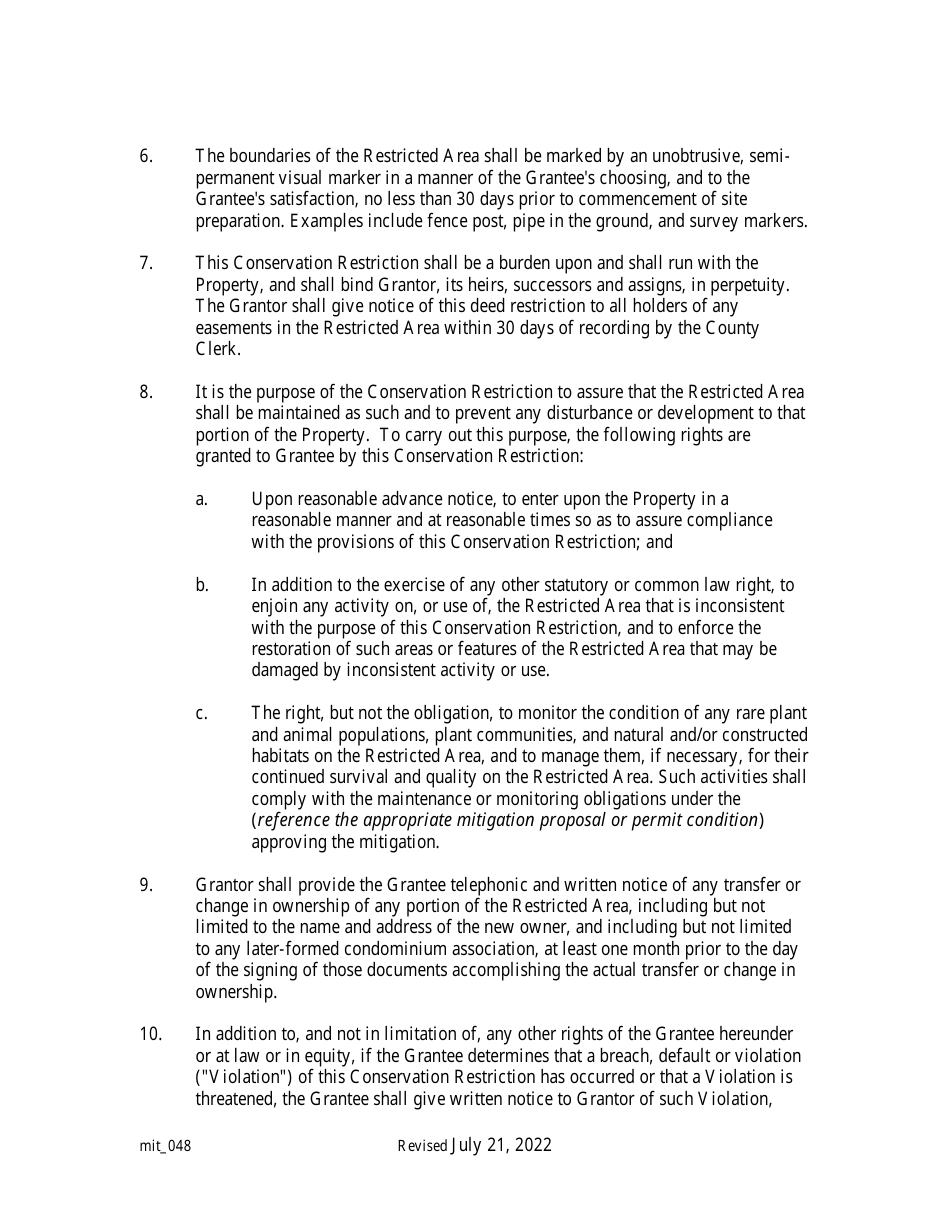 Grant of Conservation Restriction (Freshwater Wetlands Mitigation Site Area) - New Jersey, Page 4