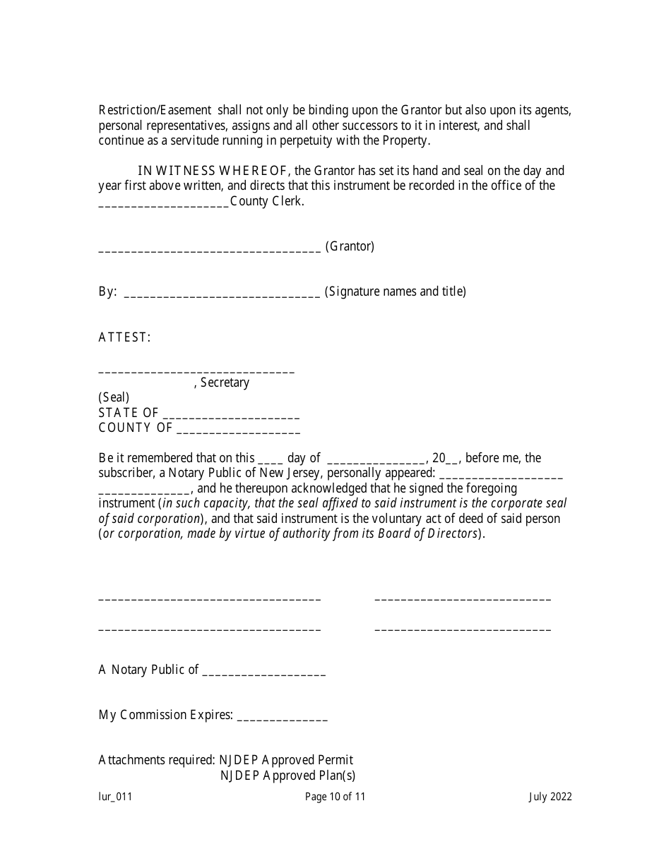 Grant of Conservation Restriction / Easement (Dune Area) - New Jersey, Page 10