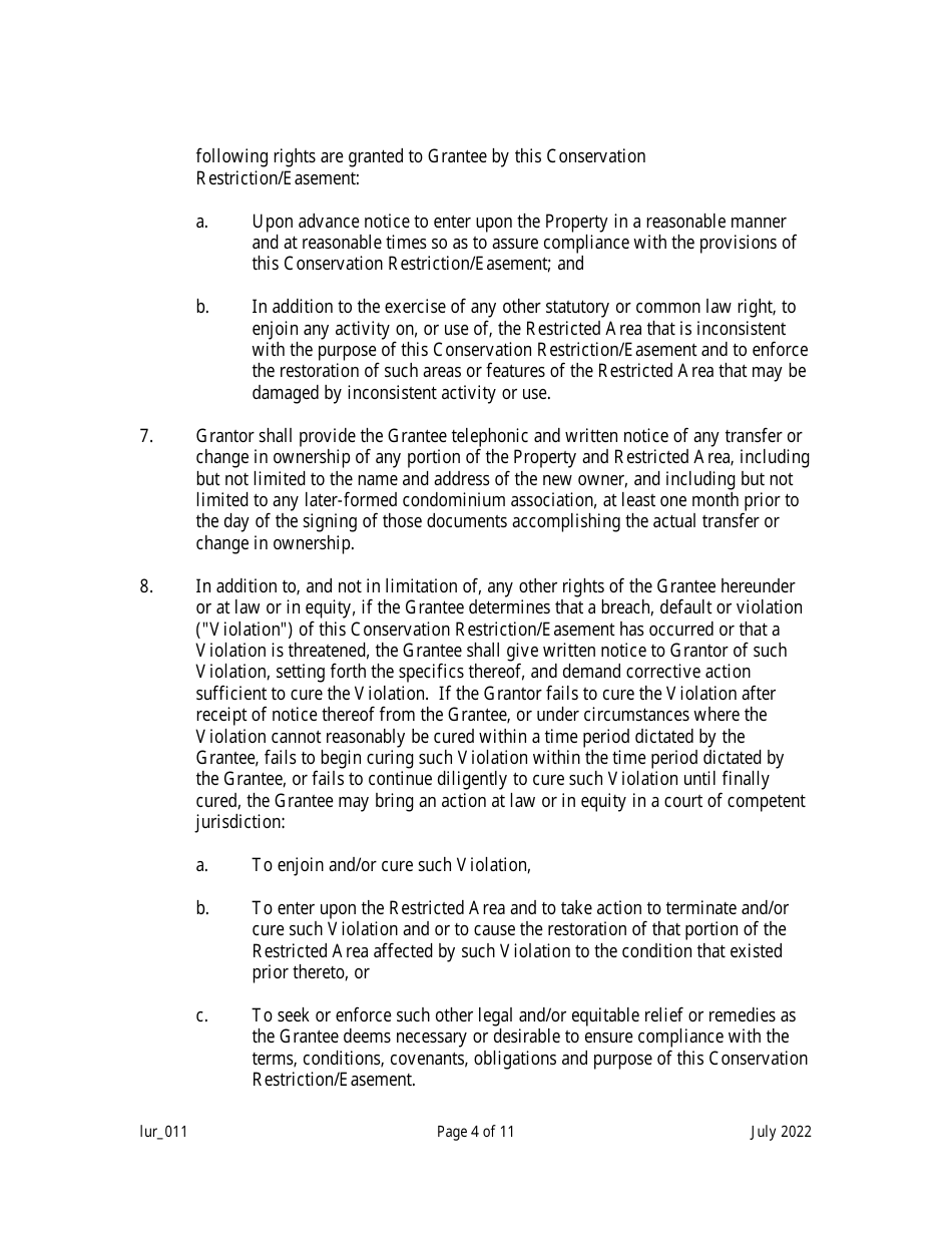 Grant of Conservation Restriction / Easement (Dune Area) - New Jersey, Page 4