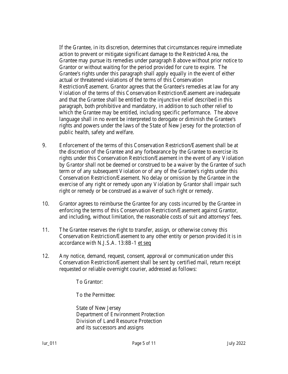 Grant of Conservation Restriction / Easement (Dune Area) - New Jersey, Page 5