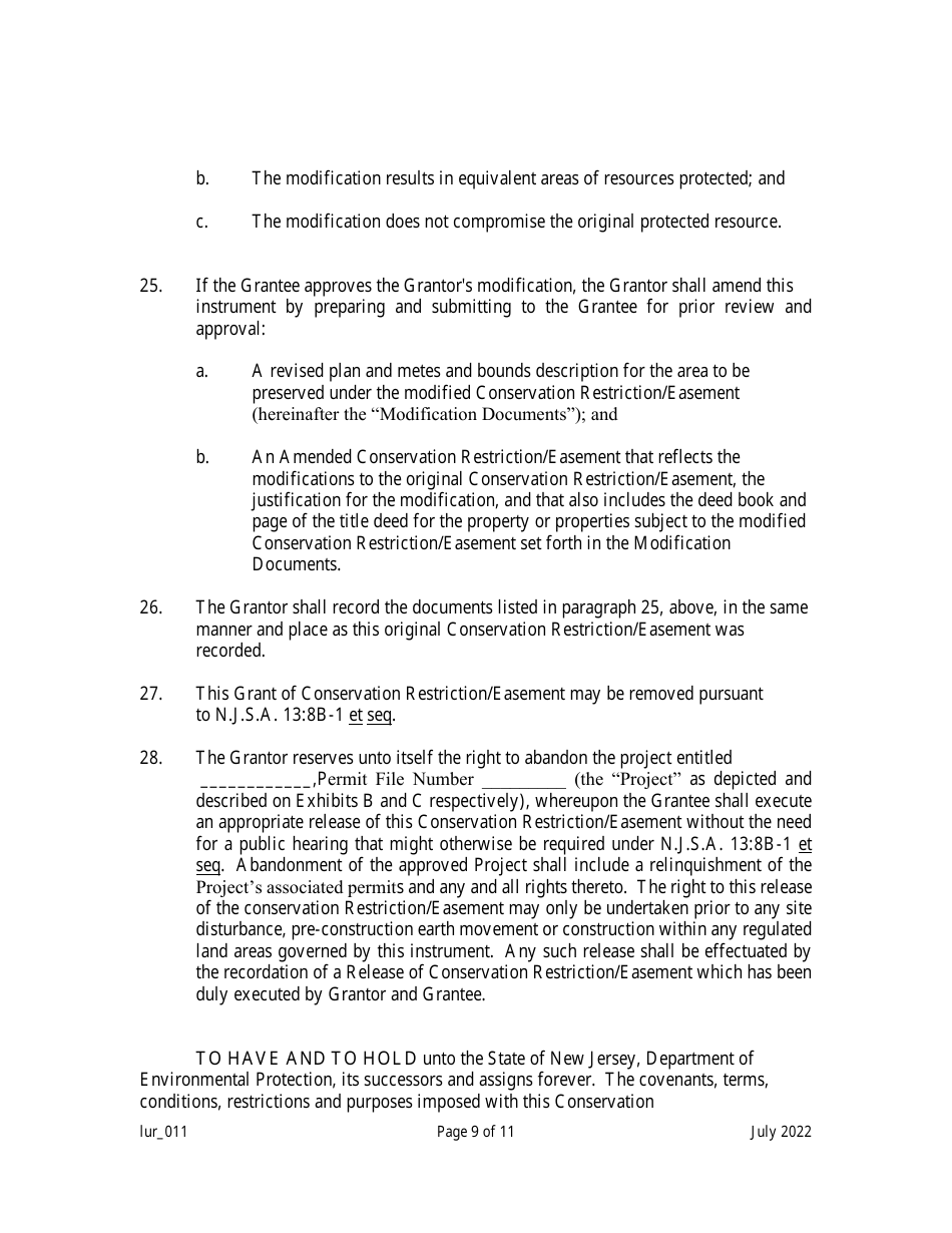 Grant of Conservation Restriction / Easement (Dune Area) - New Jersey, Page 9