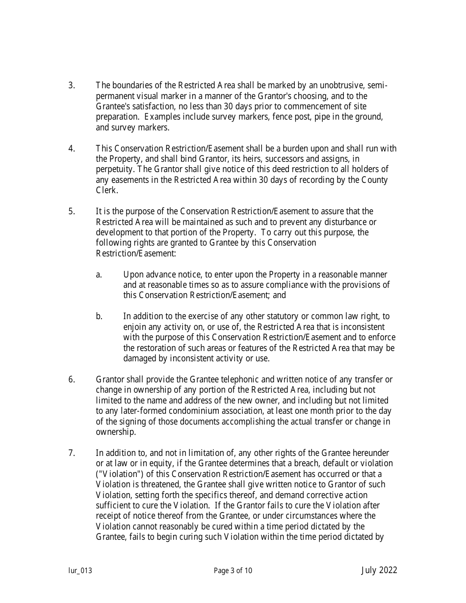 Grant of Conservation Restriction / Easement (Forest Preservation Area) - New Jersey, Page 3