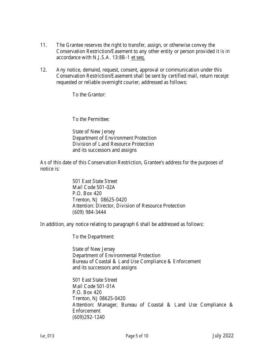 Grant of Conservation Restriction / Easement (Forest Preservation Area) - New Jersey, Page 5