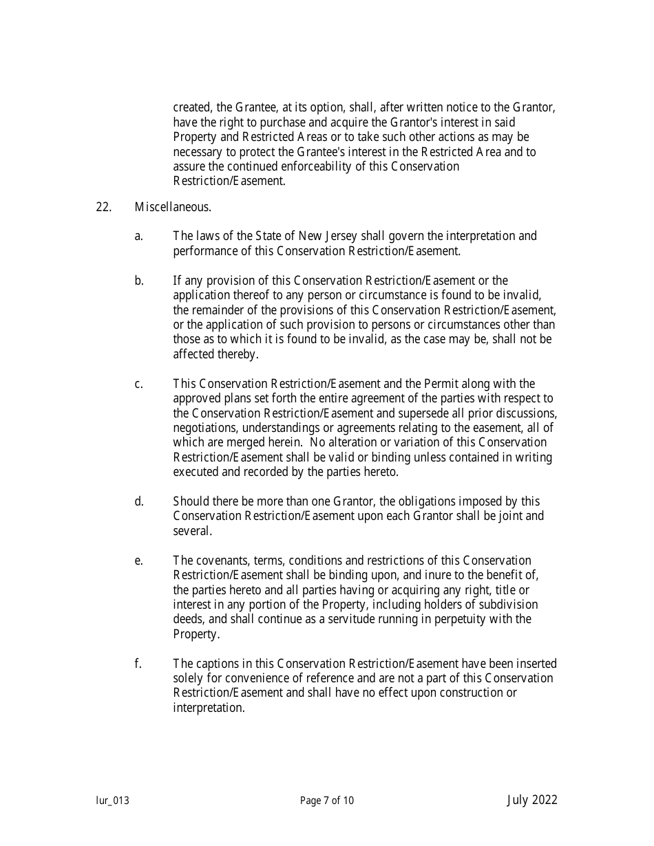 Grant of Conservation Restriction / Easement (Forest Preservation Area) - New Jersey, Page 7