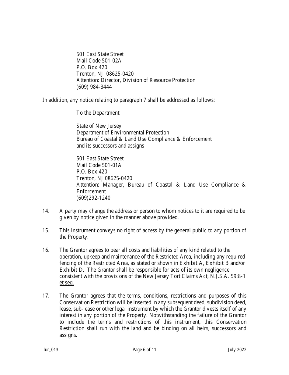 Grant of Conservation Restriction (Riparian Zone Mitigation) - New Jersey, Page 6