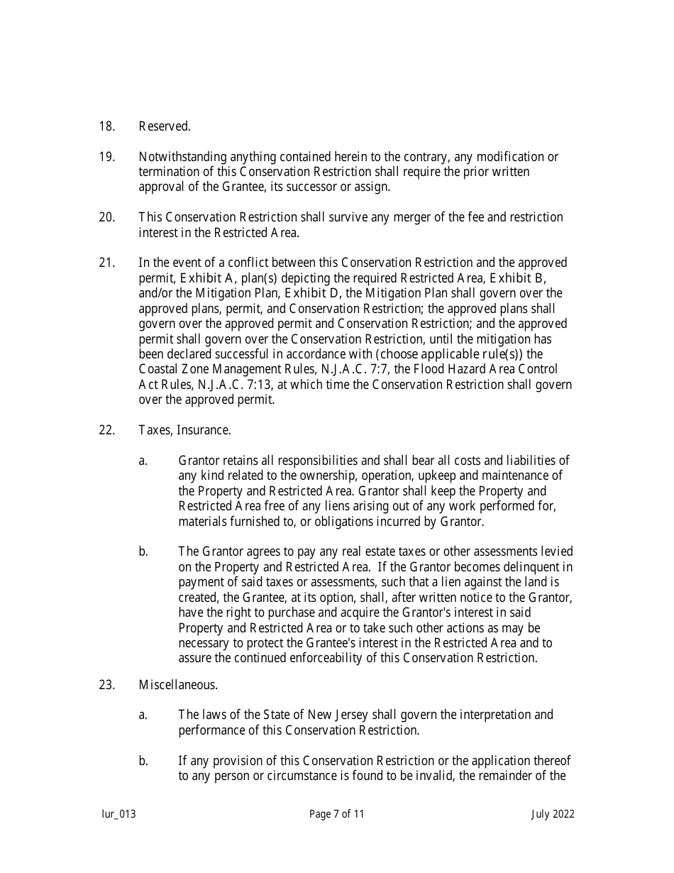 Grant of Conservation Restriction (Riparian Zone Mitigation) - New Jersey, Page 7