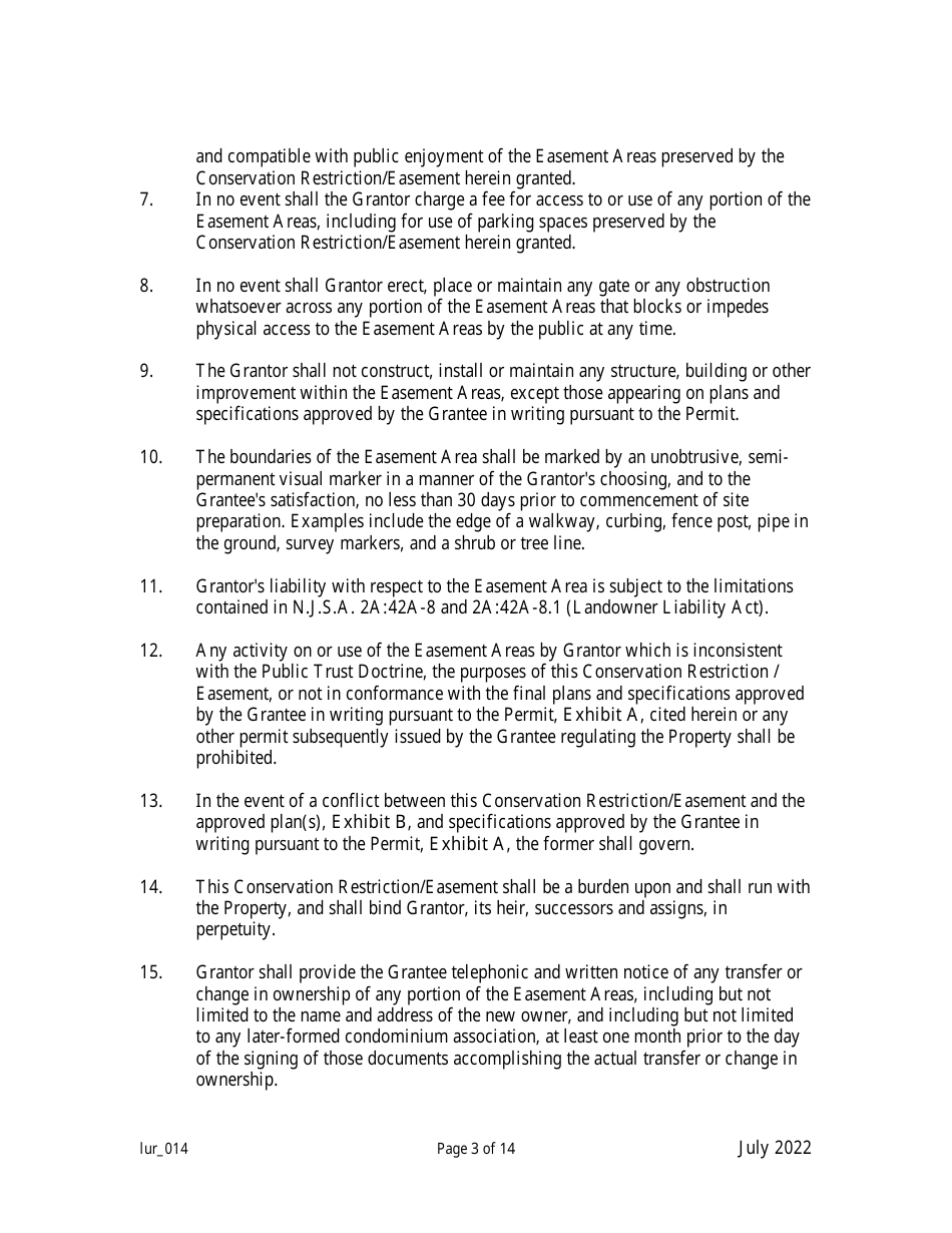 Grant of Conservation Restriction / Easement (Public Access to the Waterfront) - New Jersey, Page 3