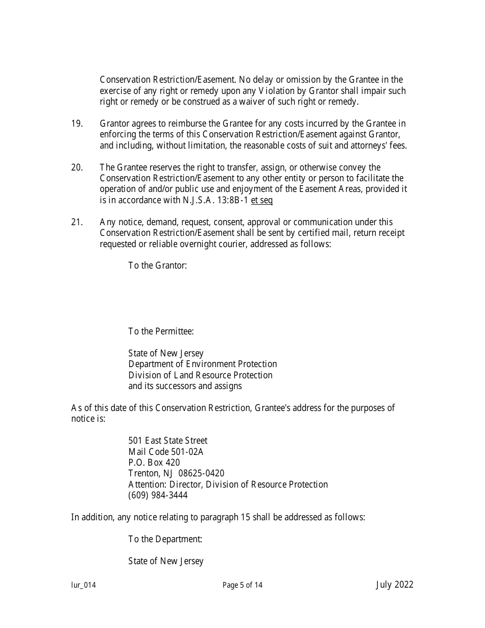 Grant of Conservation Restriction / Easement (Public Access to the Waterfront) - New Jersey, Page 5