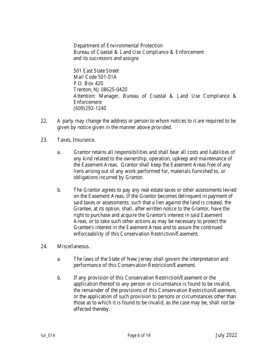 Grant of Conservation Restriction / Easement (Public Access to the Waterfront) - New Jersey, Page 6