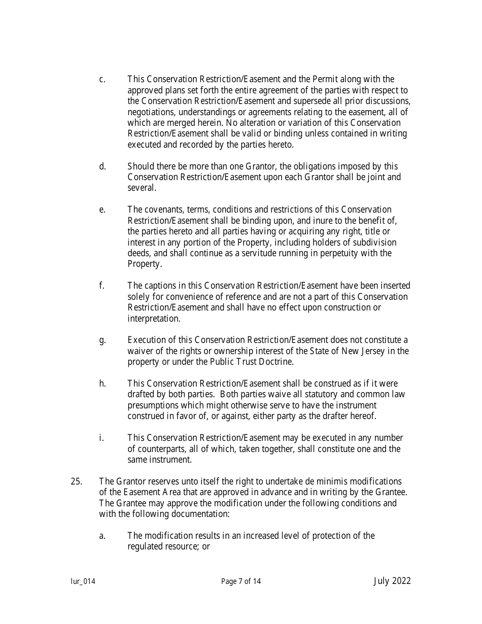 Grant of Conservation Restriction / Easement (Public Access to the Waterfront) - New Jersey, Page 7