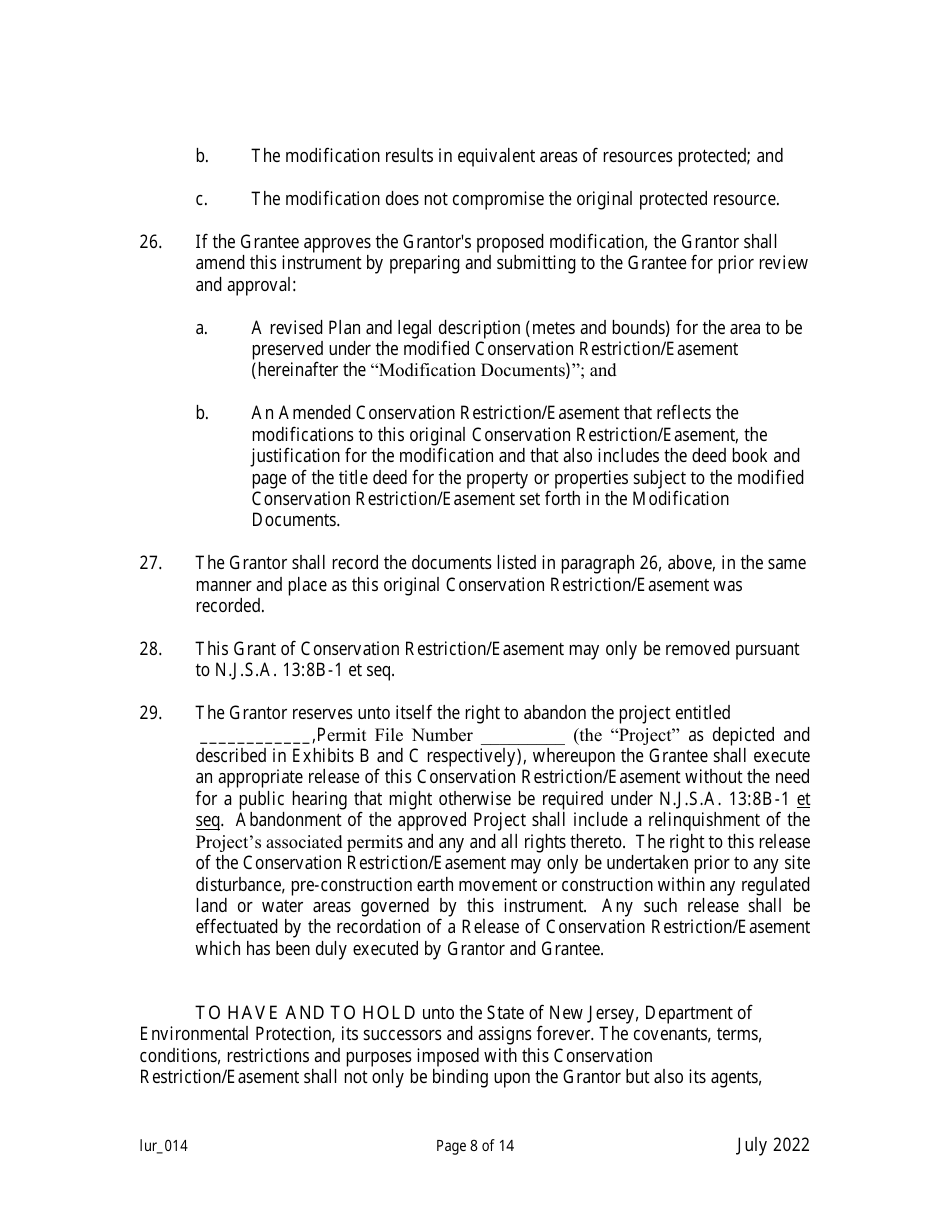Grant of Conservation Restriction / Easement (Public Access to the Waterfront) - New Jersey, Page 8
