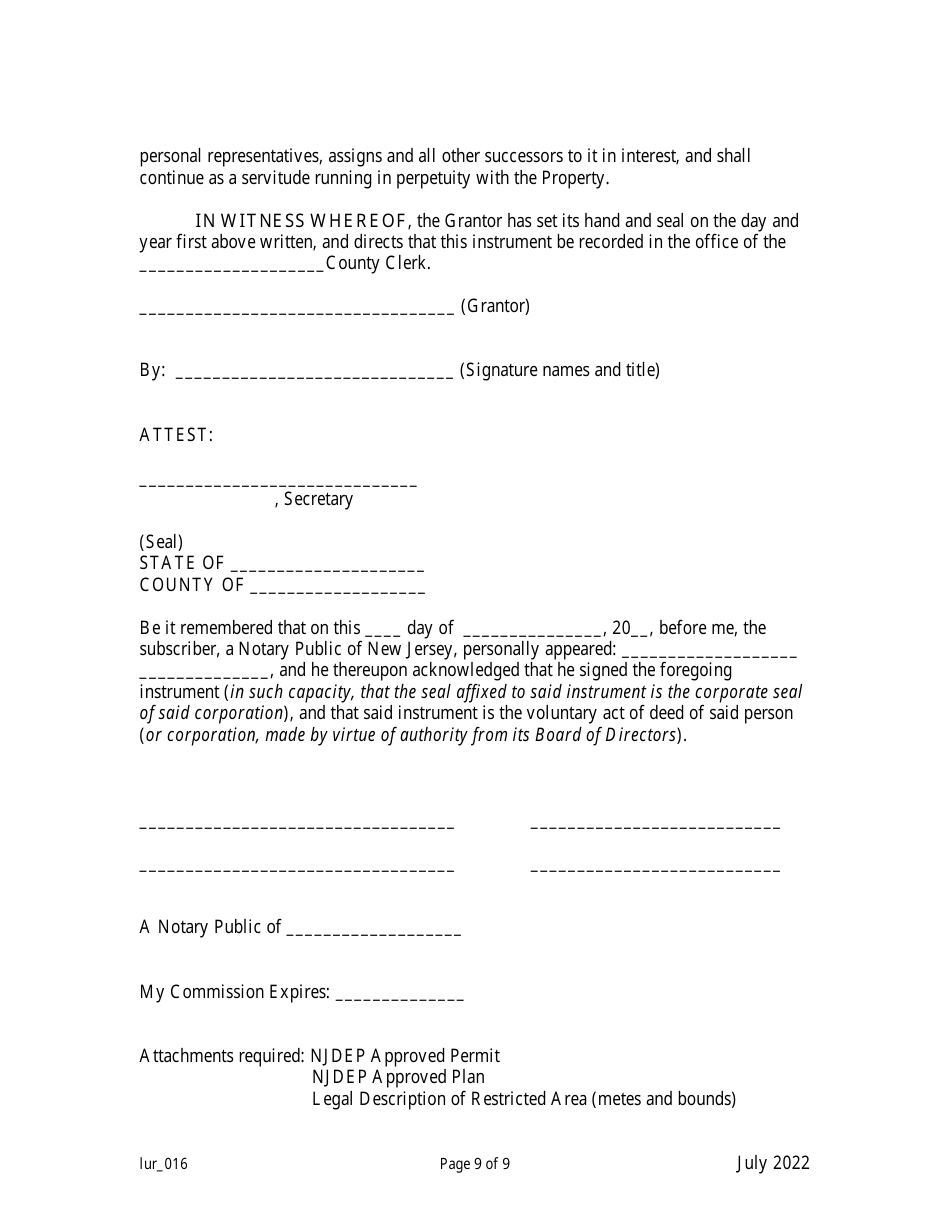 Grant of Conservation Restriction / Easement (Shore Protection Structure Area) - New Jersey, Page 9