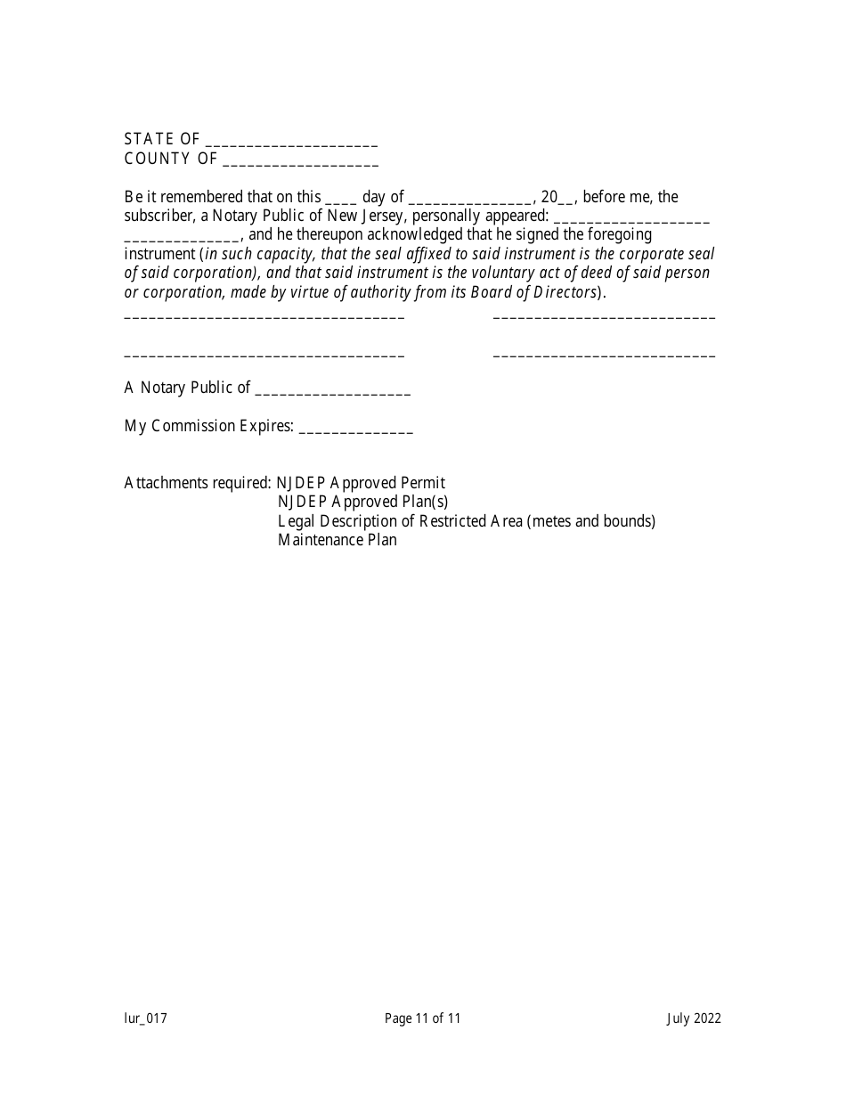 Grant of Conservation Restriction / Easement (Stormwater Management Strategies Protection Area) - New Jersey, Page 11