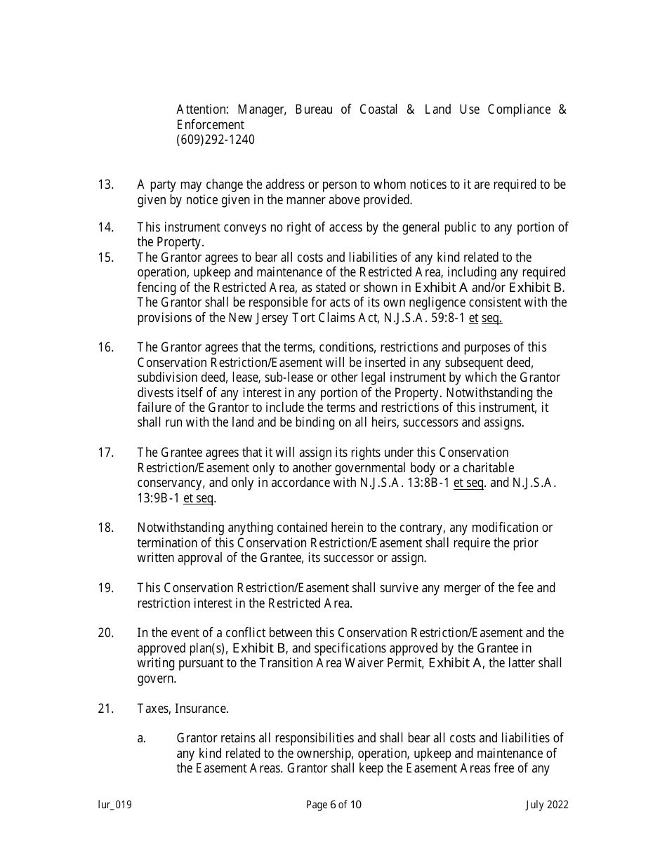 Grant of Conservation Restriction / Easement (Transition Area and Adjacent Wetlands) - New Jersey, Page 6