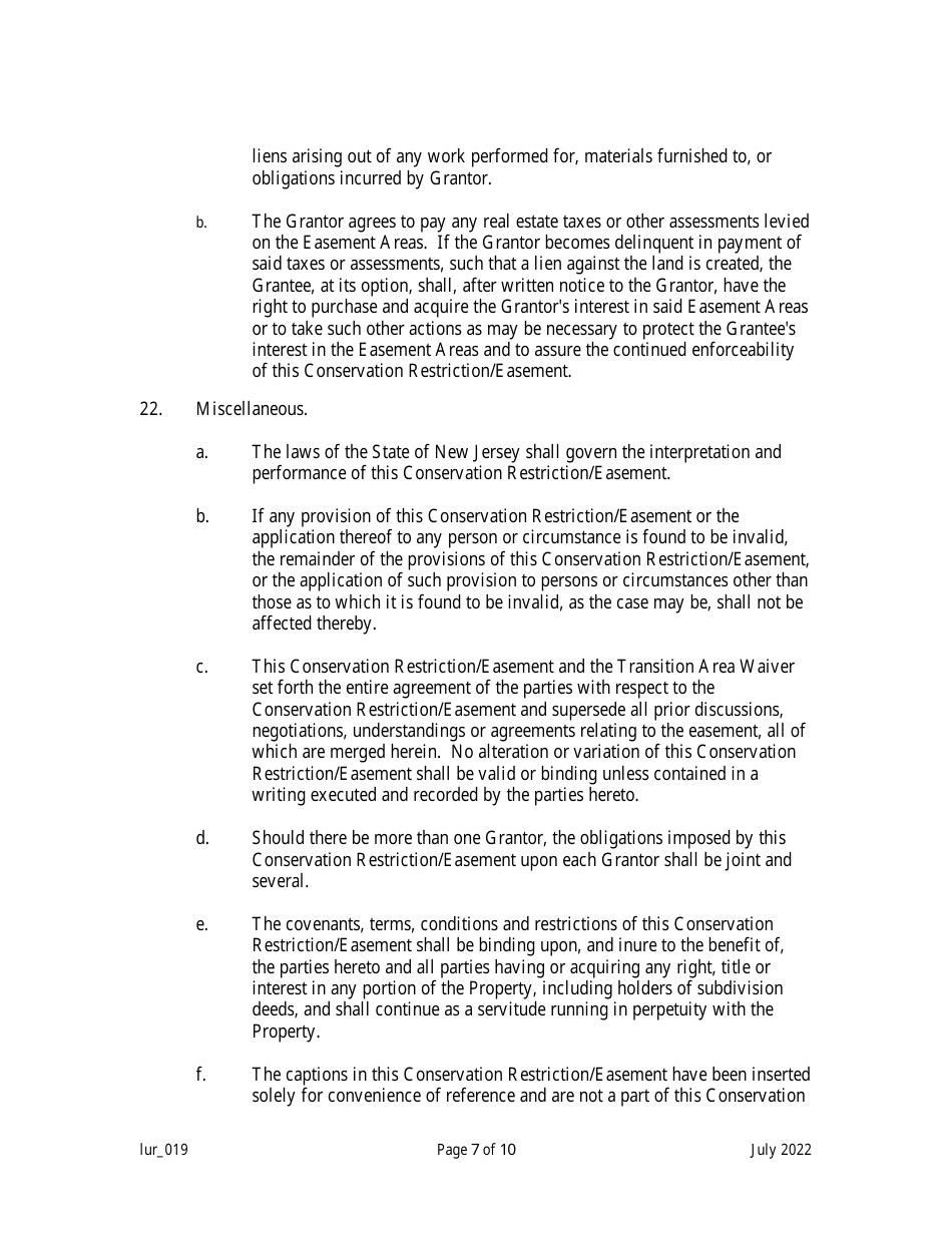 Grant of Conservation Restriction / Easement (Transition Area and Adjacent Wetlands) - New Jersey, Page 7