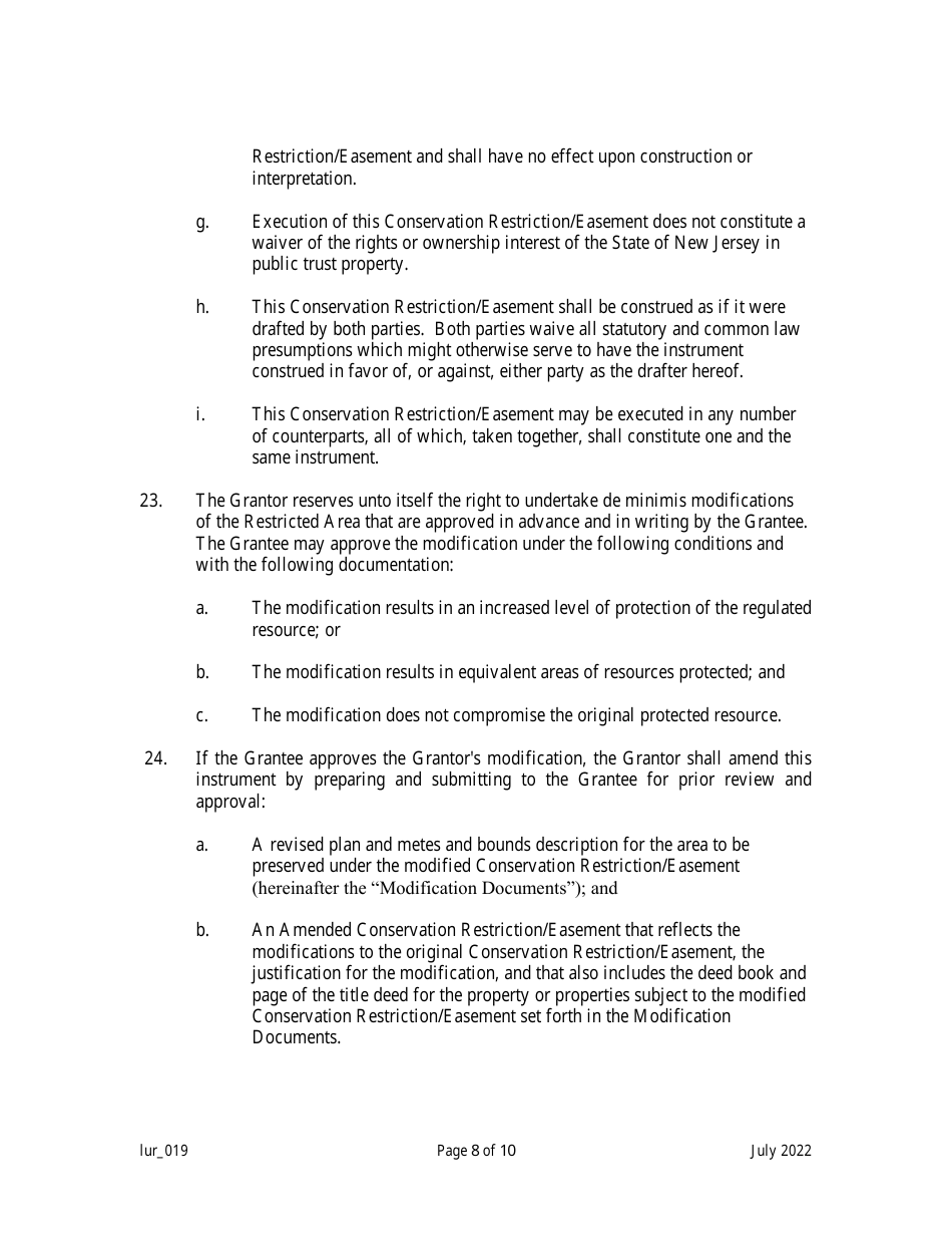Grant of Conservation Restriction / Easement (Transition Area and Adjacent Wetlands) - New Jersey, Page 8