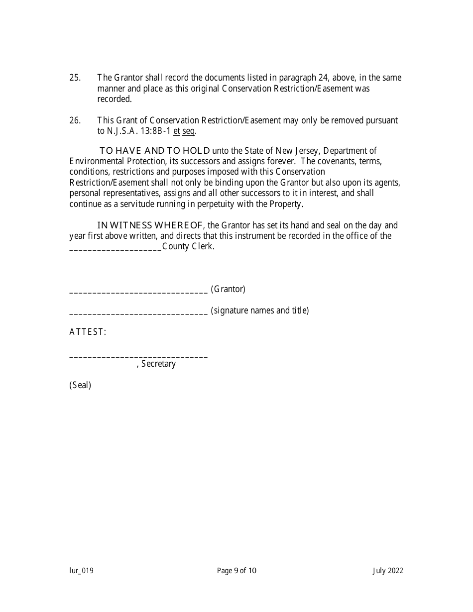 Grant of Conservation Restriction / Easement (Transition Area and Adjacent Wetlands) - New Jersey, Page 9