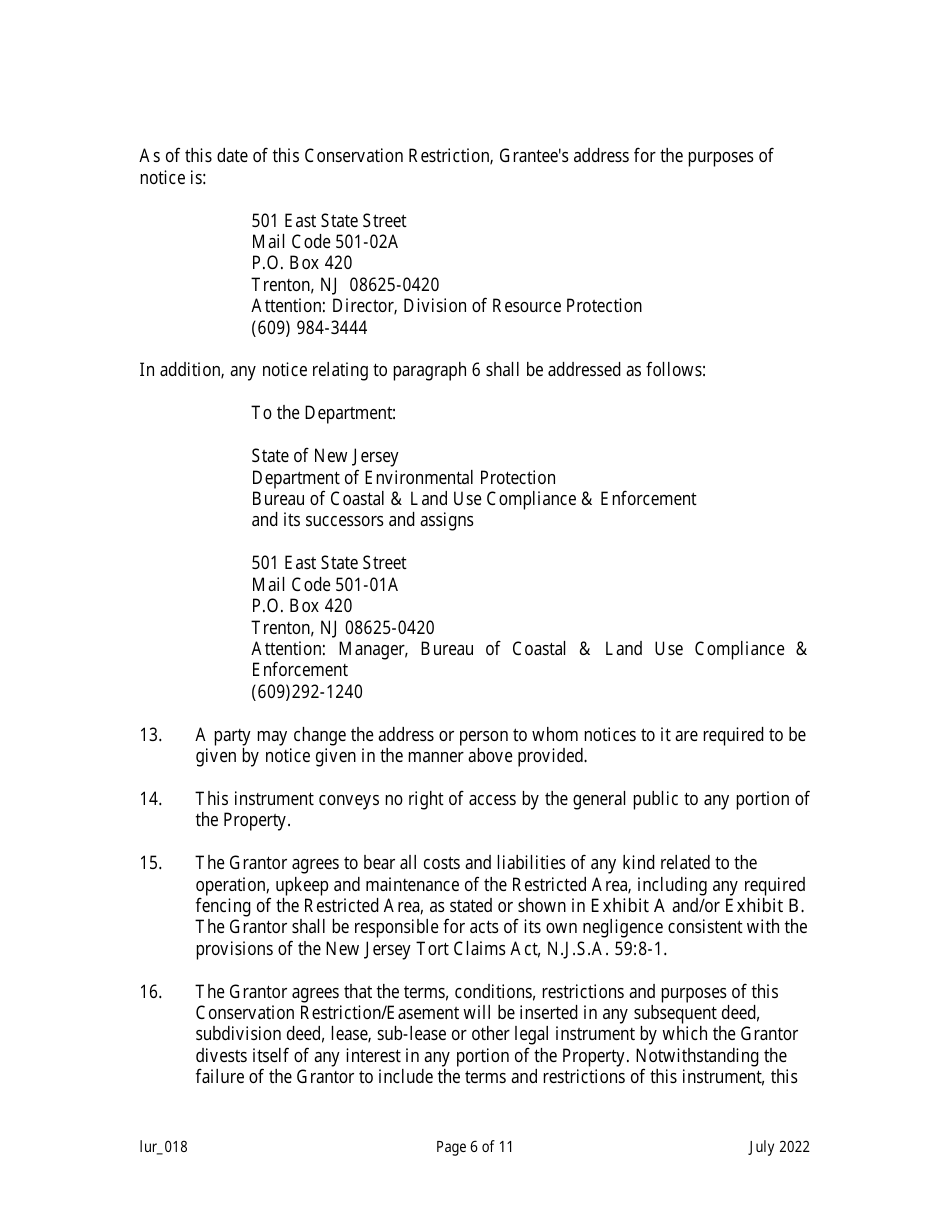 Grant of Conservation Restriction / Easement (Special Water Resource Protection Area) - New Jersey, Page 6