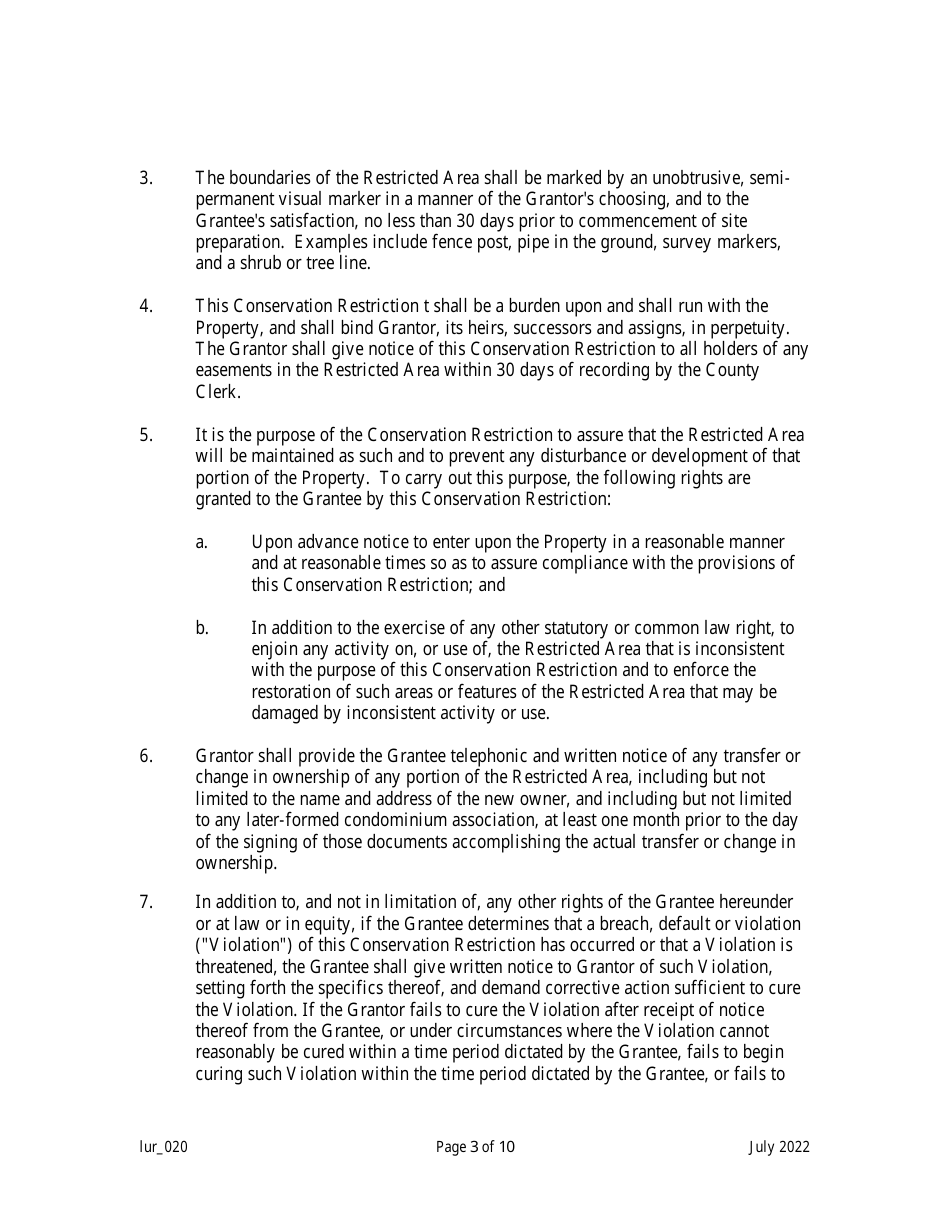 Grant of Conservation Restriction (Transition Area Waiver Averaging Plan) - New Jersey, Page 3