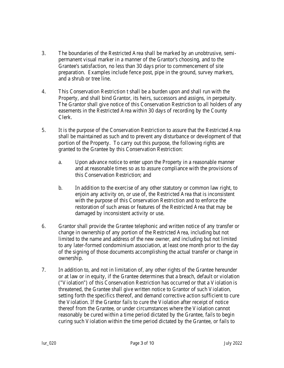 Grant of Conservation Restriction (Transition Area Waiver) - New Jersey, Page 3