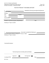 Document preview: Form 1751 Foster Parent Training Report - New Hampshire