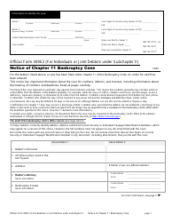 Document preview: Official Form 309E2 Notice of Chapter 11 Bankruptcy Case for Individuals or Joint Debtors Under Subchapter V