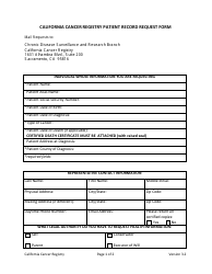Document preview: California Cancer Registry Patient Record Request Form - California