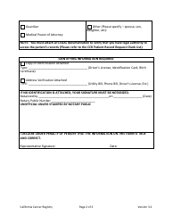 California Cancer Registry Patient Record Request Form - California, Page 2
