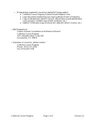 California Cancer Registry Patient Record Request Check List - California, Page 2