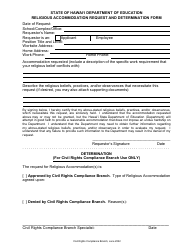 Document preview: Religious Accommodation Request and Determination Form - Hawaii