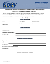 Form MV210A Application for an Out-of-State Inspection to Renew a Delaware Registered Vehicle - Delaware, Page 3