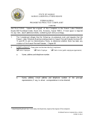 Form HLRB-4 &quot;Prohibited Practice Complaint&quot; - Hawaii