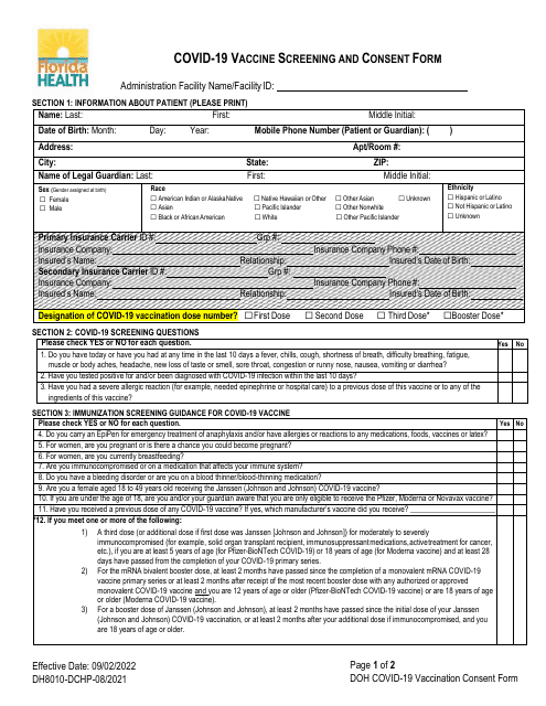 Form DH8010-DCHP  Printable Pdf