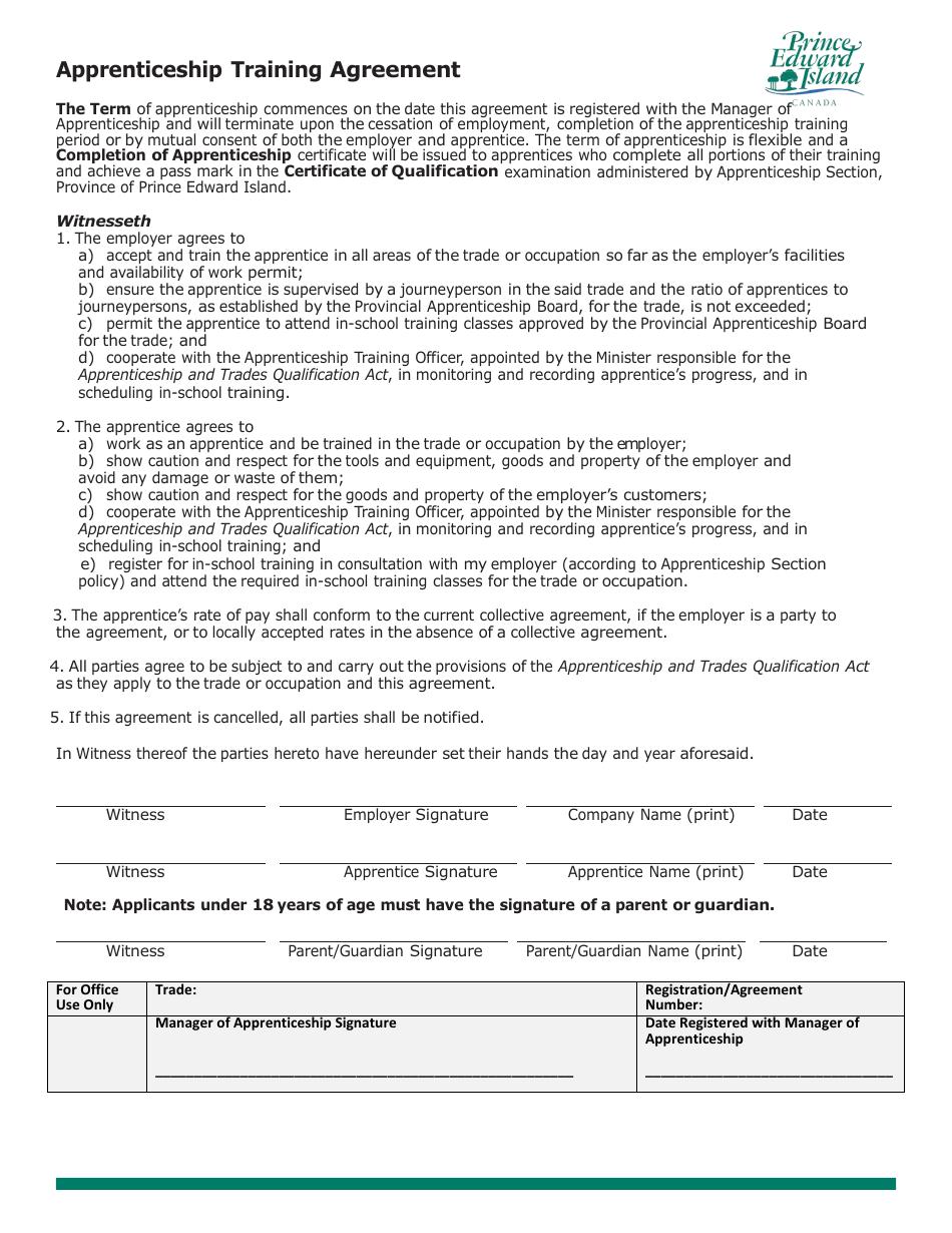 Apprenticeship Application Form - Prince Edward Island, Canada, Page 6