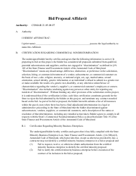 Document preview: Bid/Proposal Affidavit - Maryland