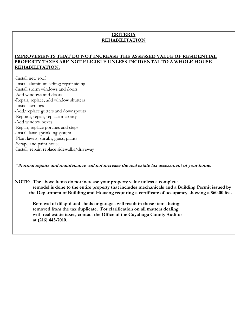 Single and Two Family Structure Application - Community Reinvestment Area Program - City of Cleveland, Ohio, Page 3
