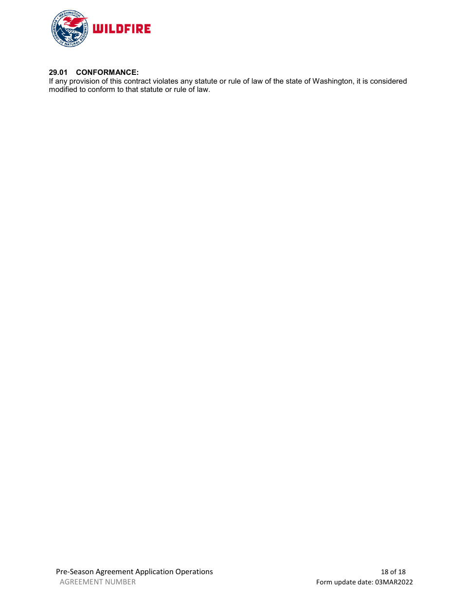 Pre-season Application and Agreement - Washington, Page 18