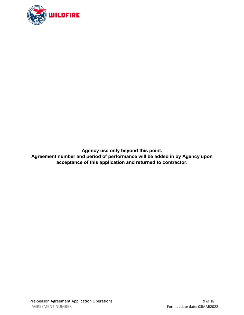 Pre-season Application and Agreement - Washington, Page 9