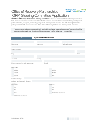 Form HCA82-0410 Office of Recovery Partnerships (Orp) Steering Committee Application - Washington