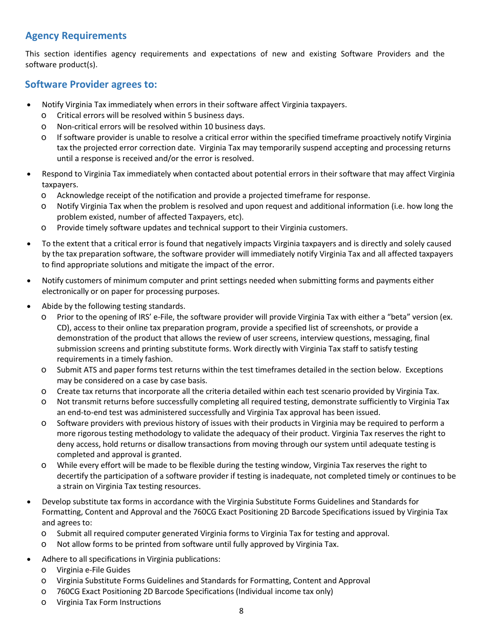 Tax Software Provider Letter of Intent - Virginia, Page 8