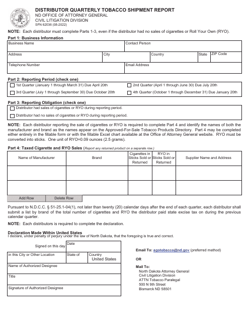 Form SFN62036  Printable Pdf